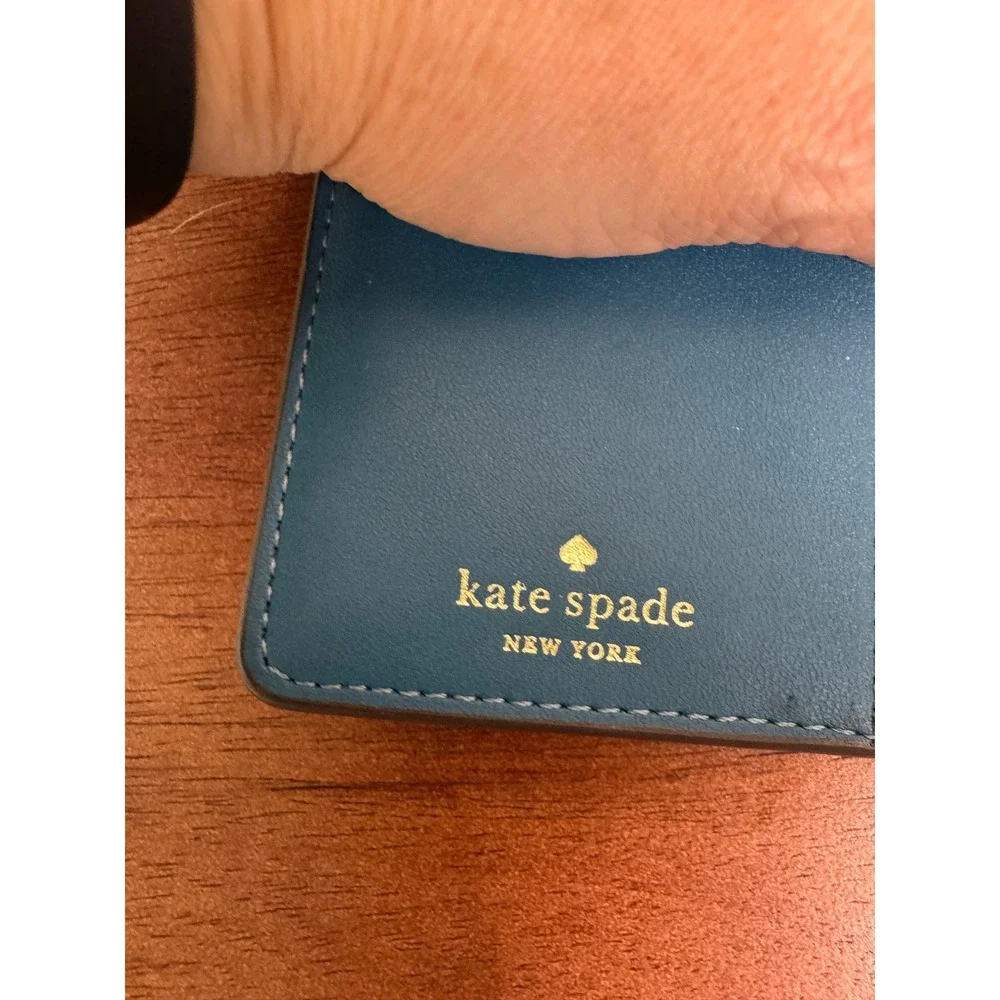 Kate Spade New York Staci Large Slim Bifold Wallet River Blue Classic Minimalist